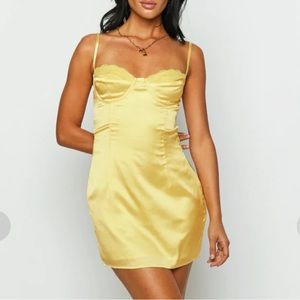 Yellow lace mini dress